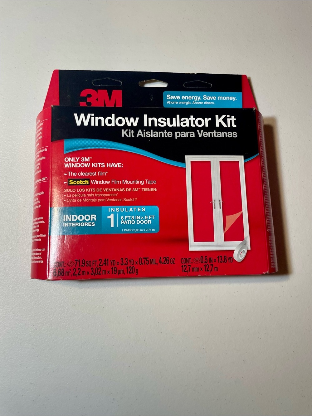 NIB 3M Indoor Window Insulator Kit 1 Patio Door 6ft 8in x 9ft Draft Blocker New